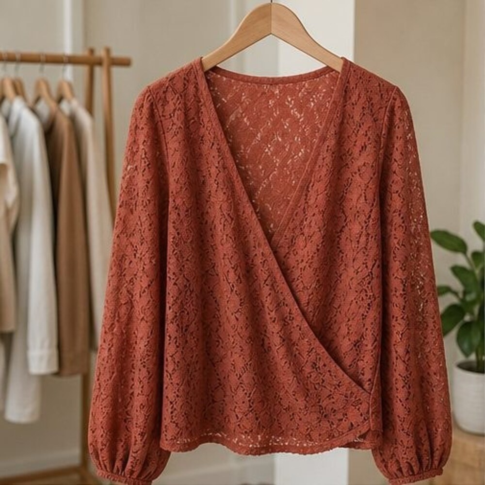 Rust Pleated Blouse